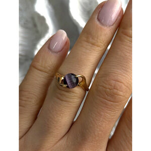 925 Sterling Silver Purple Spectrolite Cats Eye Ring Size 6